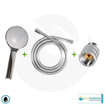 ecoturbino® Handbrause SET 10 Legio | ET10L Wasserspar Adapter + Duschschlauch + Duschkopf