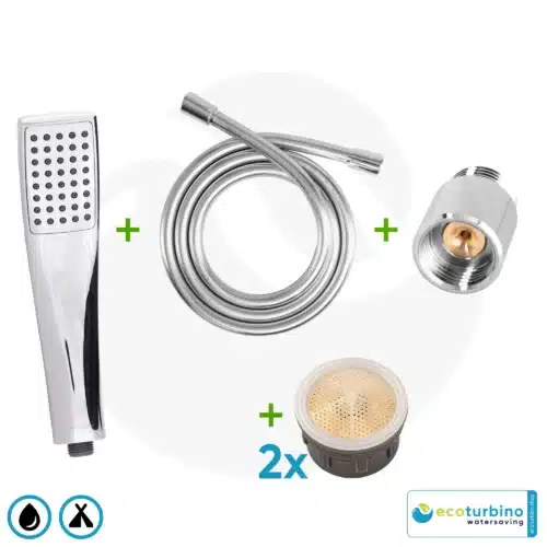 Camping Duschbrause SET Silber | ecoturbino® ECOCAMP