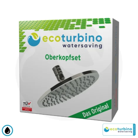 Überkopfbrause - Regendusche SET Legio | ET10L Wasserspar Adapter + Überkopf Duschkopf | ecoturbino®