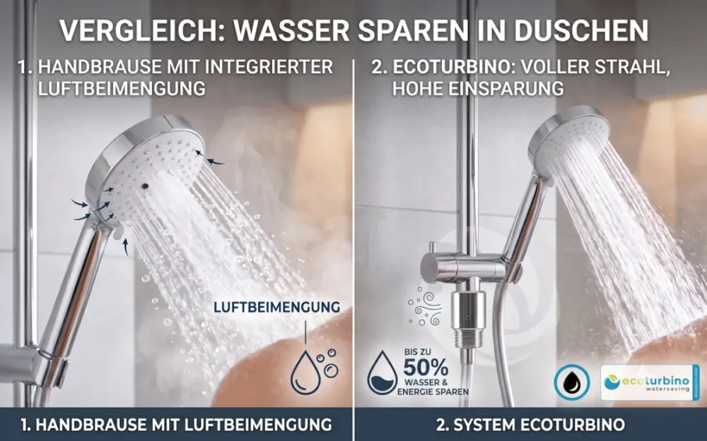 Vergleich Brausesysteme mit Lufteinbau in Duschen | Wasser und Energie einsparen